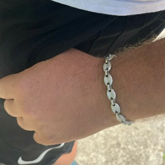 Gucci Link Bracelet Solid 925 Silver With Moissanite